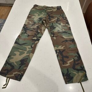 Vintage US Military Woodland Camo Cargo Pants BDU Double Knee Ripstop Army 34x32